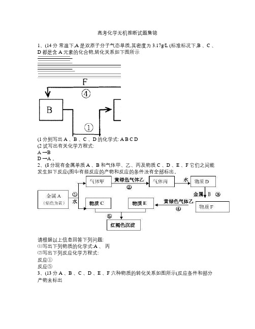 高考化学无机推断试题集锦