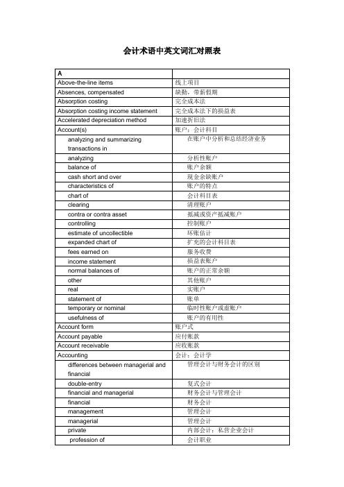 会计术语中英文词汇对照表