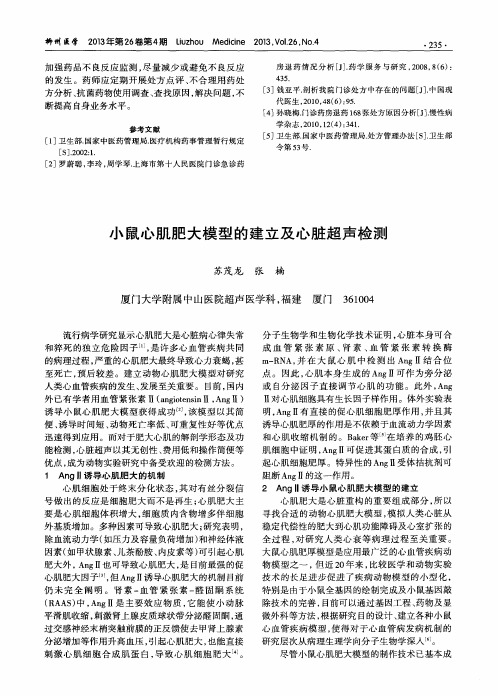 小鼠心肌肥大模型的建立及心脏超声检测