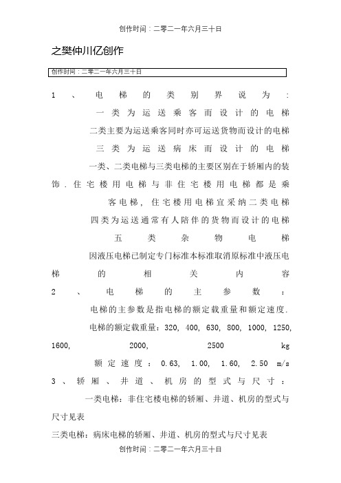 电梯规格尺寸