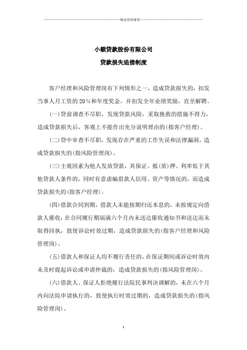 小额贷款公司损失追偿制度