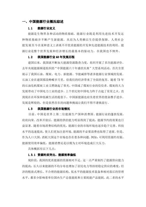 我国能源行业分析报告