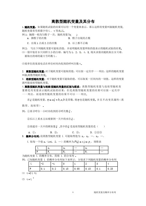 概率分布列