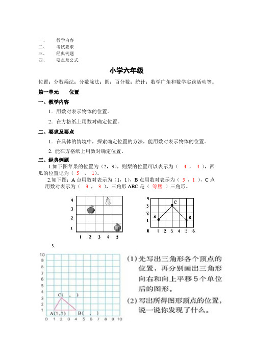 小学六年级数学提纲