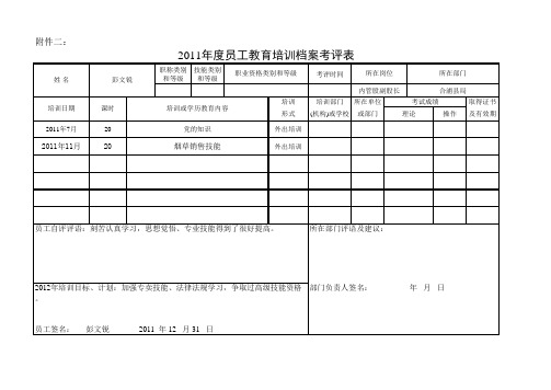 员工培训档案表