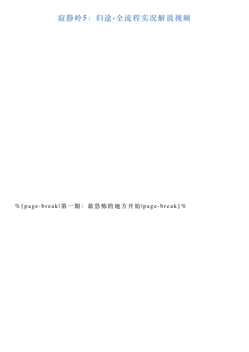 寂静岭5：归途全流程实况解说视频