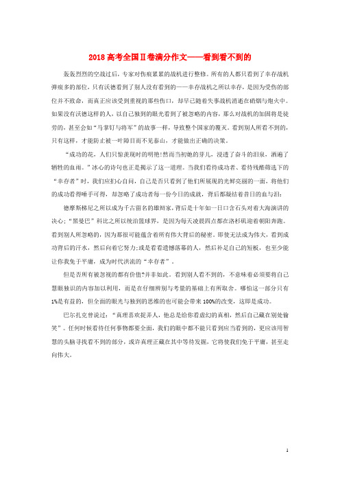 (全国Ⅱ卷)2018高考语文满分作文看到看不到的