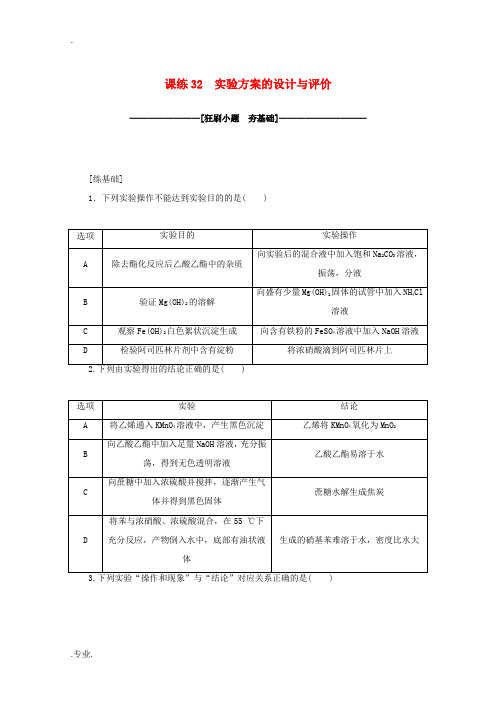 高考化学一轮复习 课练32 实验方案的设计与评价(含解析)-人教版高三全册化学试题
