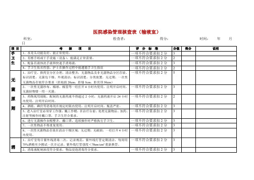输液室院感监控自查记录表.doc