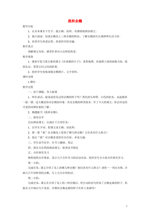 三年级语文下册 我和企鹅 2教案 人教版