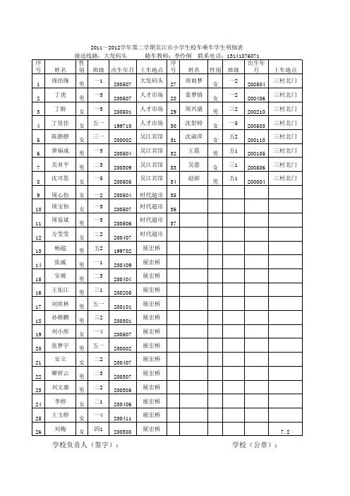 团结小学乘车明细表Microsoft Excel 工作表 (4)