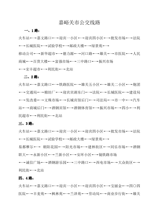 嘉峪关1--6路公交路线