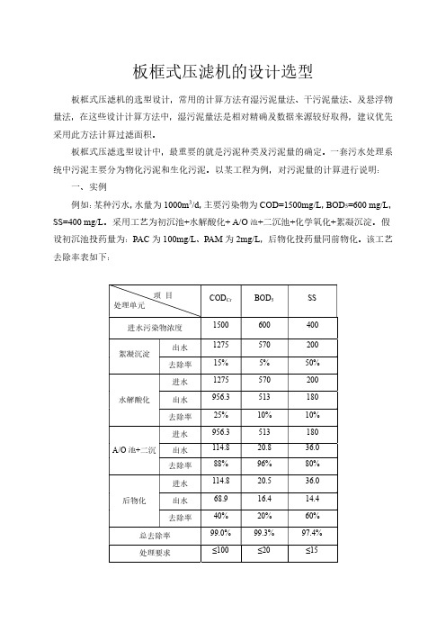 板框压滤机选型及配套设备选型