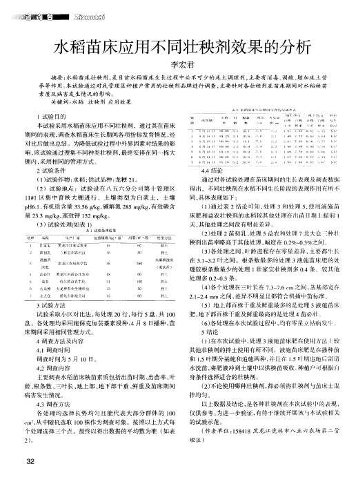 水稻苗床应用不同壮秧剂效果的分析