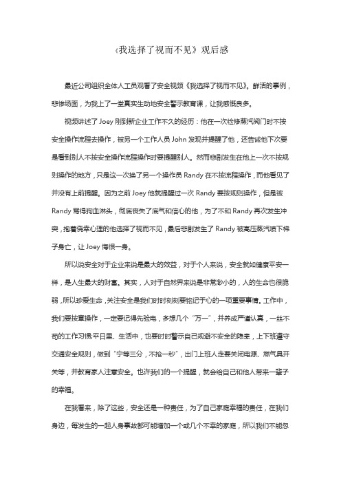 我选择了视而不见 观后感