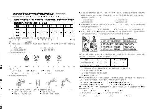 2012-2013第一学期期末化学试卷