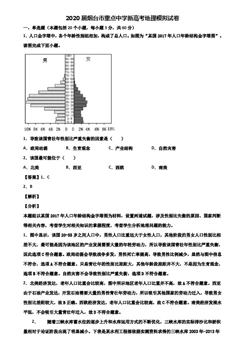 2020届烟台市重点中学新高考地理模拟试卷含解析