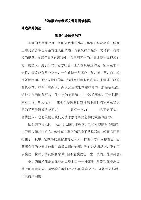 部编版六年级语文课外阅读精选
