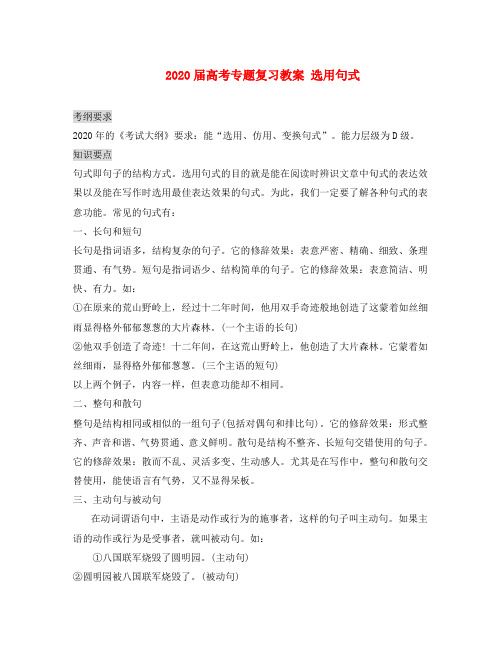 2020届高考专题复习教案 选用句式