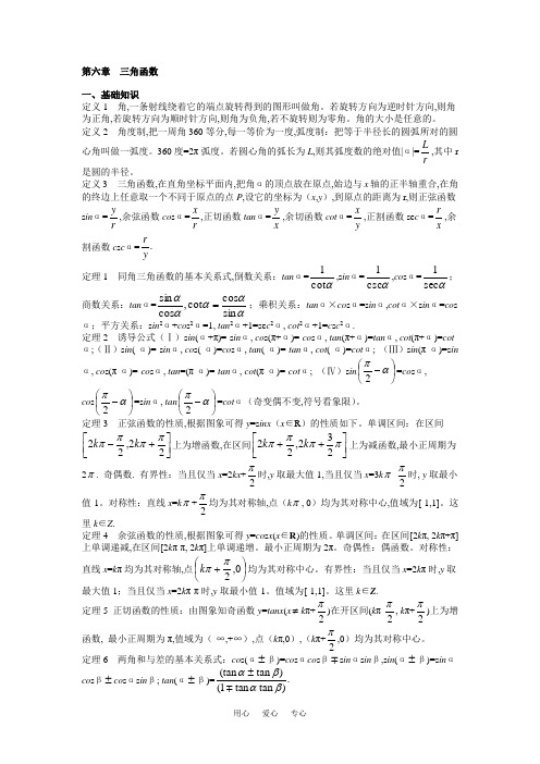 高中数学名校竞赛专题讲义第六章  三角函数【讲义】