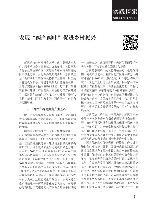 发展“两产两叶”促进乡村振兴