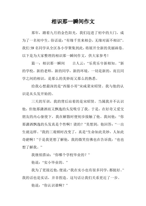 相识那一瞬间作文