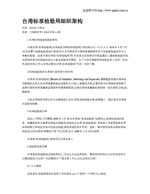 台湾标准检验局组织架构