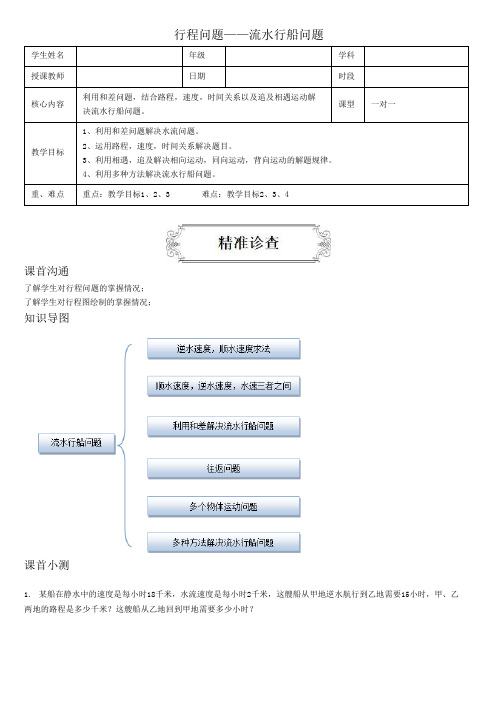 著名机构五升六数学奥数讲义行程问题——流水行船问题