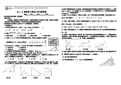 初中数学青岛版九年级上册高效课堂资料第二章 解直角三角形复习