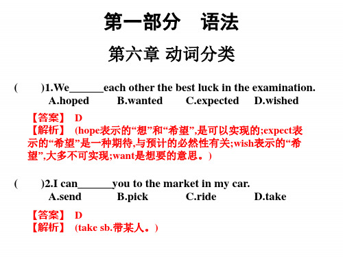 2021高职高考英语练习1语法：第六章 动词分类