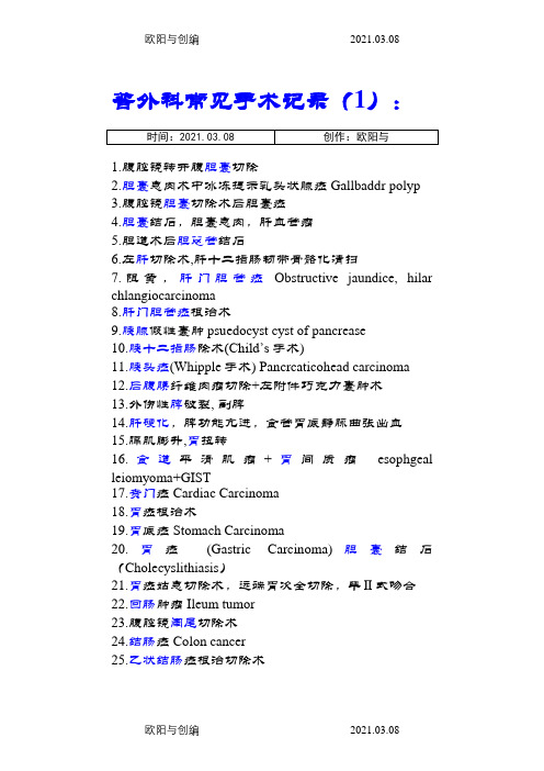 普外科常见手术记录(全)之欧阳与创编