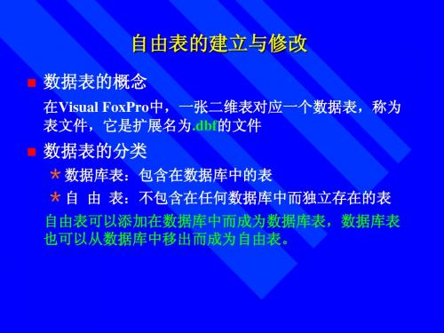 第五讲 自由表创建