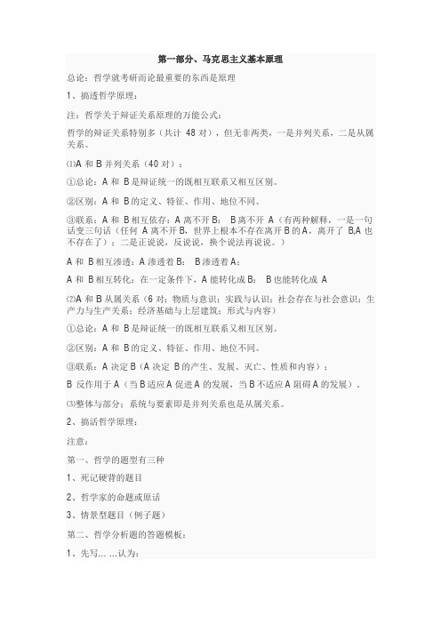 2017年石磊考研政治答题模板及要点归纳总结