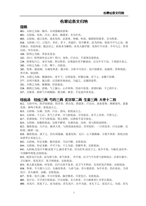 伤寒论条文归纳