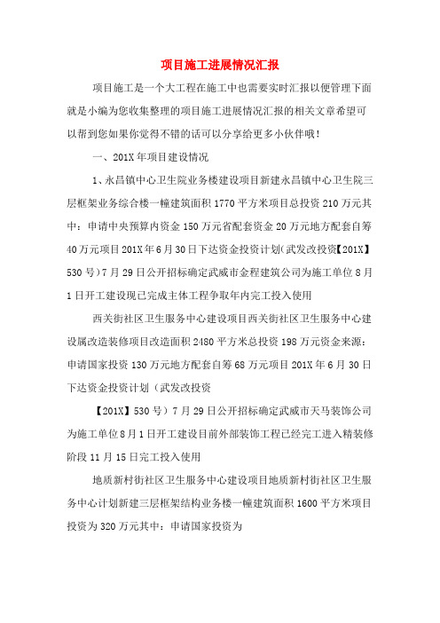项目施工进展情况汇报