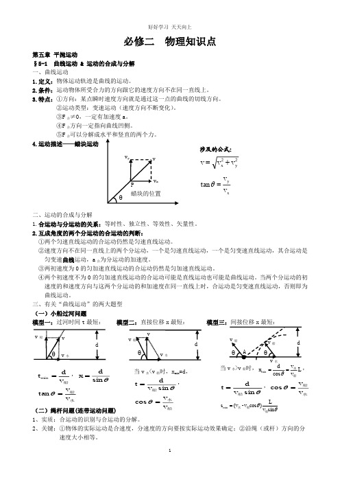 必修二物理知识点总结(人教版)精编