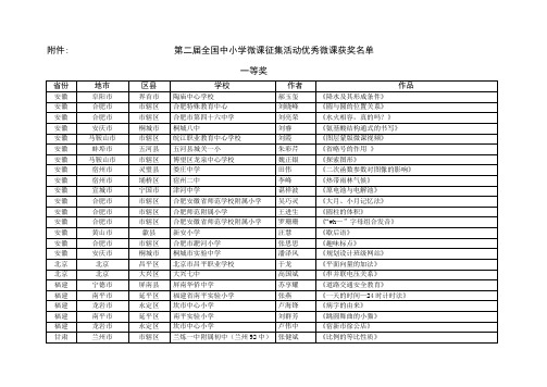 全国中小学微课征集活动优秀微课获奖名单