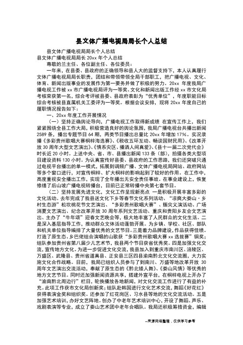 县文体广播电视局局长个人总结
