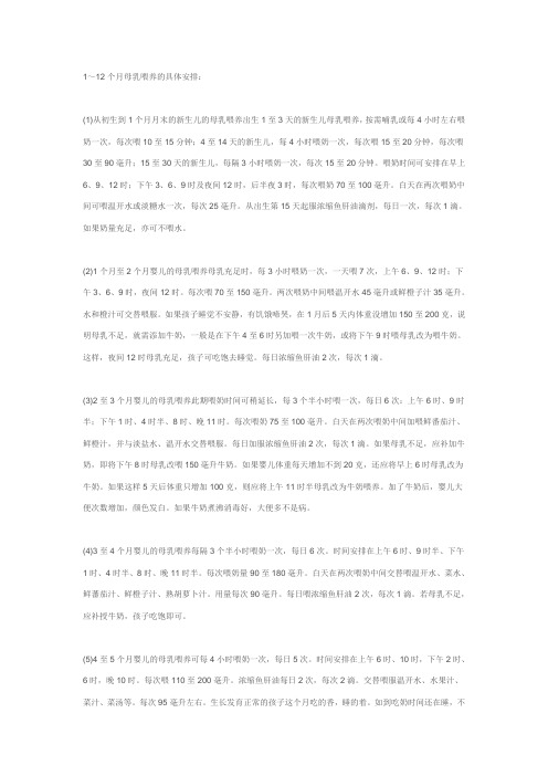 新生儿喂养表