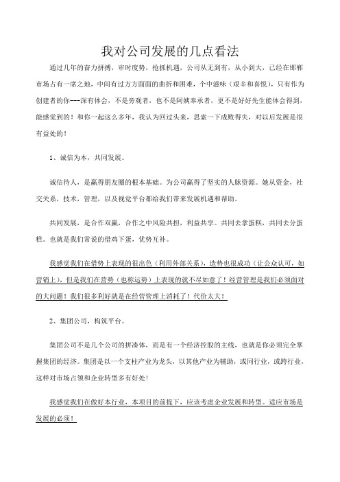 我对公司发展的几点看法