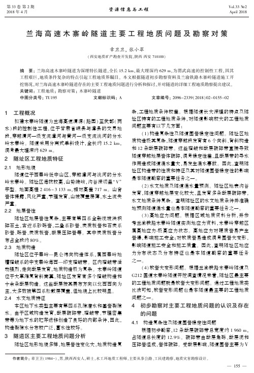 兰海高速木寨岭隧道主要工程地质问题及勘察对策