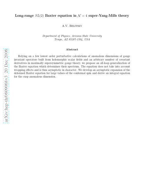 Long-range SL(2) Baxter equation in N=4 super-Yang-Mills theory