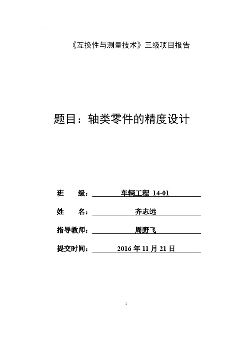 三级项目报告模板轴类零件的精度设计