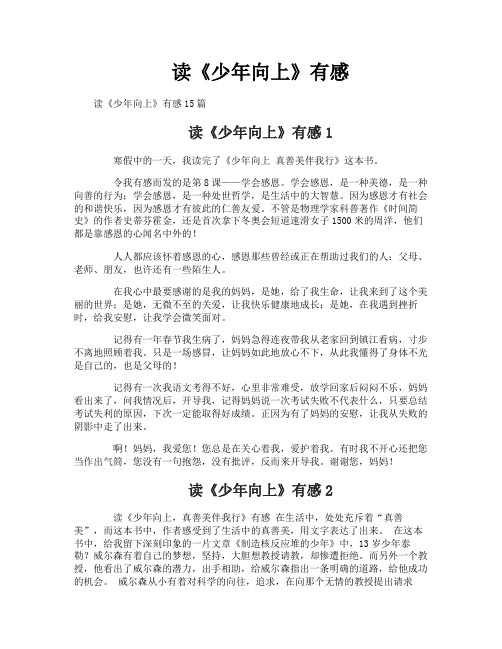 读《少年向上》有感