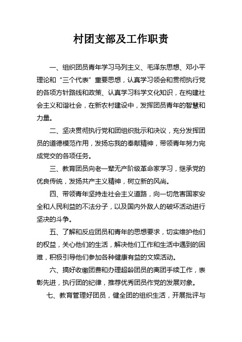 村团支部工作职责