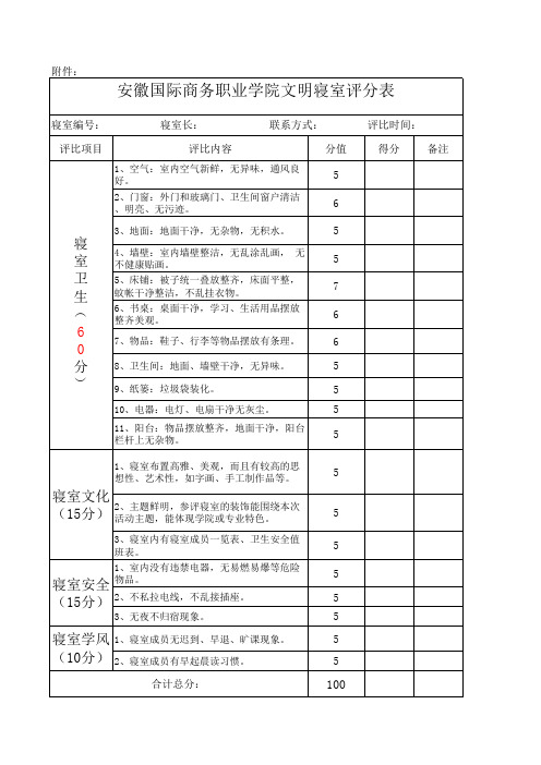 文明宿舍评分表