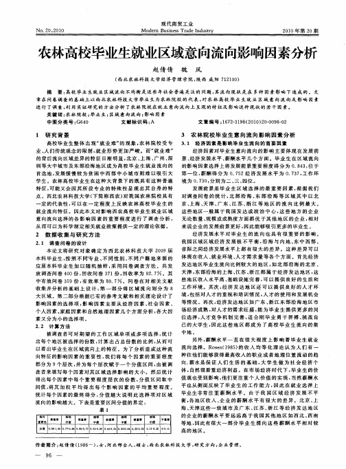 农林高校毕业生就业区域意向流向影响因素分析