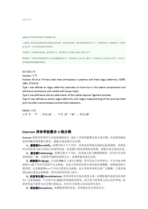 关节外科常用分型分级分类