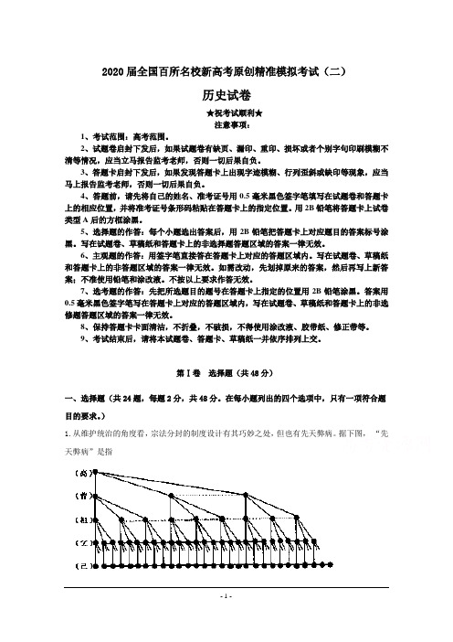 2020届全国百所名校新高考原创精准模拟考试(二)历史试卷