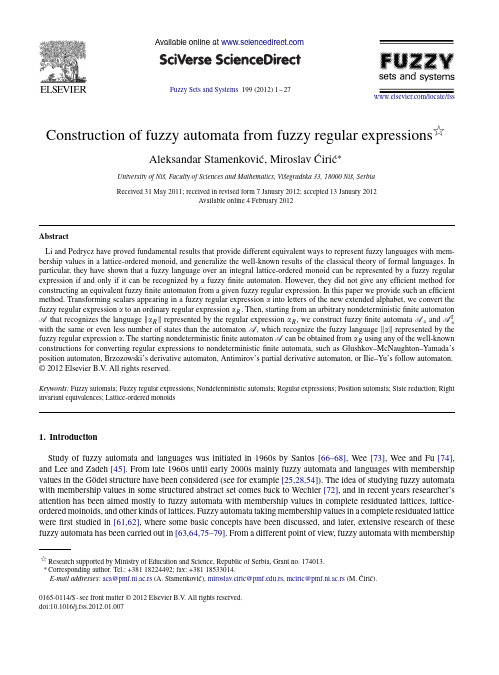 Construction of fuzzy automata from fuzzy regular expressions
